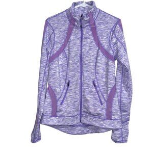 Tangerine Womens Purple Heathered Full-Zip Athletic Jacket With Pockets Size M